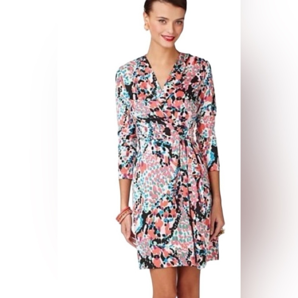 Lilly Pulitzer Sweet Nothings silk cotton Faux Wrap long sleeves Anjelica Dress